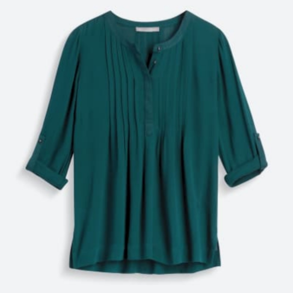 Daniel Rainn Dark teal cuff sleeve blouse
